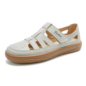 Thick-soled Women's Shoes Breathable Hollow Ladies Roman <strong>Sandals</strong> Cowhide Sole Mom <strong>Closed</strong>-<strong>toe</strong> <strong>Sandals</strong> - Product Image 6