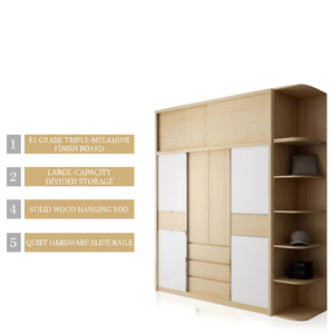 <b>Modern</b> Sliding Door Wardrobe Large Capacity Bedroom Storage Cabinet For Home Apartment Dormitory Rental Room - Product Image 1