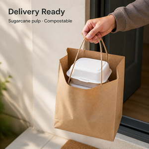 Conteneur à hamburger jetable en canne à sucre, écologique, biodégradable, à compartiment unique, pour vente en gros à prix réduit - Product Image 5