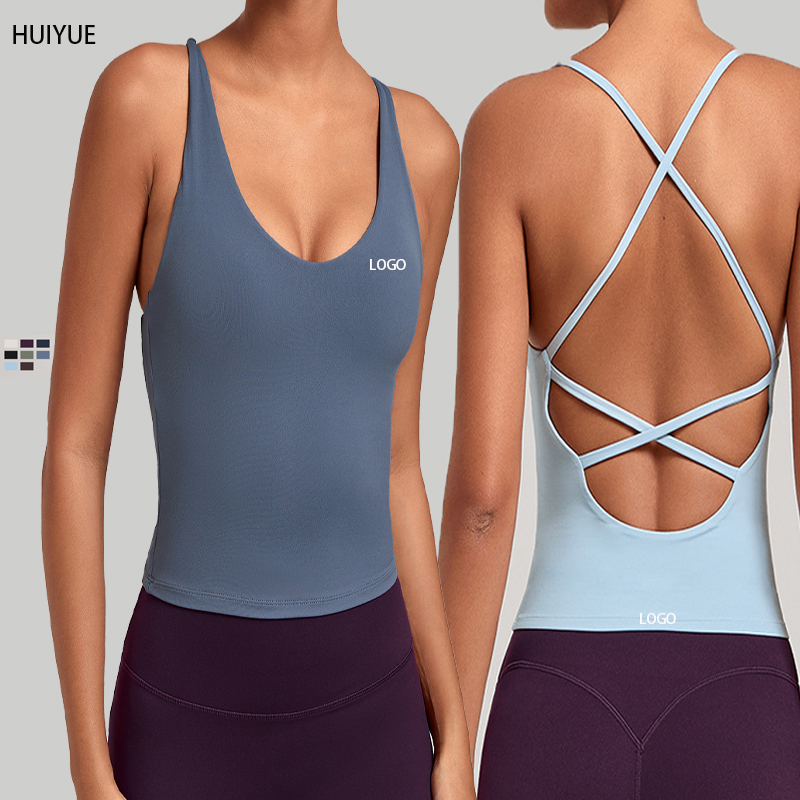 Custom Logo Wholesale Cross Strap Yoga Vest Fitness Wear Versatile Running Backless Sports Top