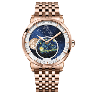 Reloj AGELOCER Original Astronomer con Pintura al Óleo de Van Gogh, Reloj Mecánico Automático de Lujo para Hombre con Fase Lunar, Regalo de Cumpleaños para Hombre - Product Image 6