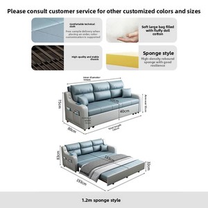 Folding <strong>Sofa</strong> <strong>Bed</strong> Dual-Purpose <strong>Single</strong> Multifunctional Living Room Small Apartment Storage Tech Fabric Simple Modern Solid <strong>Sofa</strong> - Product Image 6