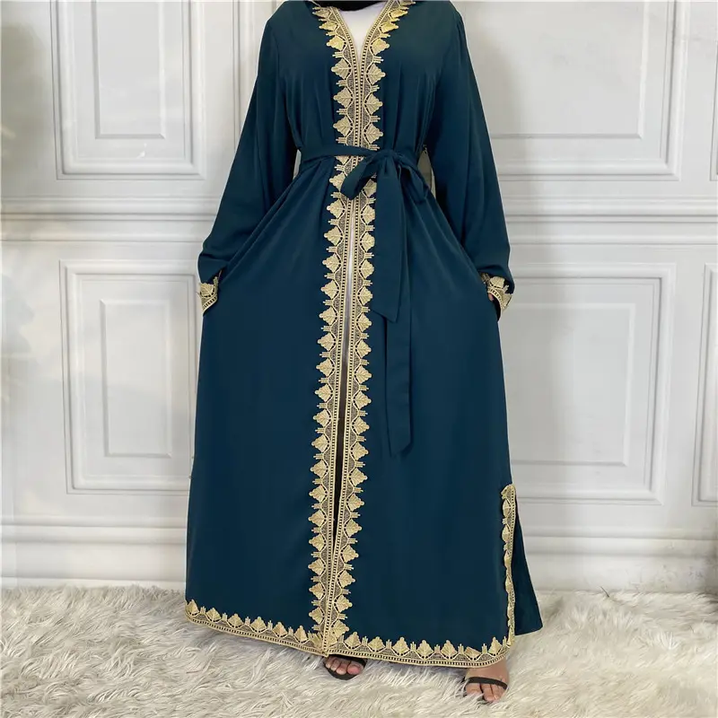 Middle East Muslim Fashion Embroidered Robe Turkish Casual Cardigan Islamic Long Dress