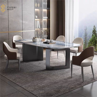 Yushi Group ensemble de meubles de salle à manger moderne de luxe 6-8 places maison salle à manger avec table en marbre chaise en verre pour appartement
