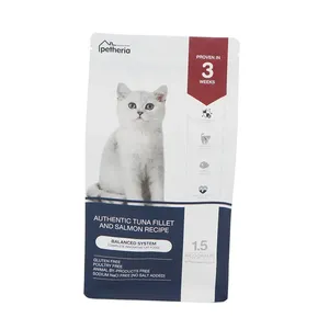 Borsa a fondo piatto all'ingrosso stampata personalizzata per lettiera per gatti monouso da 10 libbre per imballaggio sacchetti di plastica per lettiera per gatti