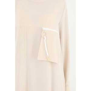 Vestido Casual Holgado con Cuello Redondo y Bolsillos con Cremallera para Mujer, Azul, Tejido Transpirable, para Uso Diario - Product Image 6