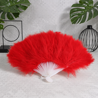 Éventails en plumes épaisses et moelleuses en gros, éventails pliants anciens pour spectacles de scène et de danse