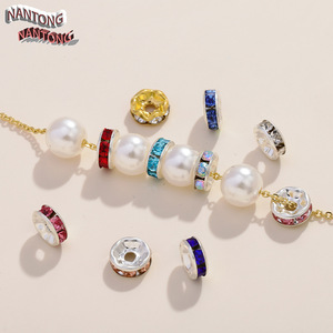 Accessoires de bijouterie NANTONG, entretoises à roulettes en strass, perles en alliage plaqué pour la création de bijoux DIY - Product Image 1