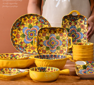 Hàng tồn kho bán buôn! Bộ đồ ăn kiểu Bohemian Morocco, gồm đĩa, bát, bộ đồ ăn bền vững, bộ đồ ăn bằng gốm với giá tốt nhất - Product Image 4