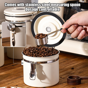 Conteneur de stockage de café en acier inoxydable 304, boîte <span class=keywords><strong>hermétique</strong></span> sous vide avec couvercle et cuillère pour grains, thé, sucre, cuisine - Product Image 5