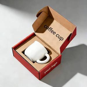 Caja de Regalo para Tazas de Café con Logotipo Personalizado, Laminación Mate, con Inserto de Papel - Product Image 1