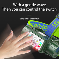 Lampe frontale rechargeable à détecteur de mouvement, 7 modes, Type-C, détection par ondes, inclinaison à 150 degrés, lumière rouge, étanche pour la pêche de nuit