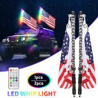 Luz LED tipo látigo para vehículos todoterreno, ajuste universal, luz impermeable para mástil de bandera con control remoto inalámbrico, múltiples modos