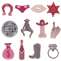 Patchs brodés tendance pour femmes, thermocollants, style cowgirl, pour chapeau de enterrement de vie de jeune fille, sac, robe et vêtements DIY (faits à la main)