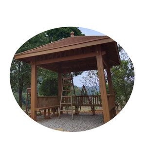 Gazebo de Madera para Exteriores, Diseño Rústico, Estructura Duradera de Cuatro Lados para Jardín o Patio - Product Image 1