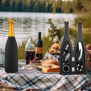 Produits spéciaux ouvre-bouteille de champagne <span class=keywords><strong>en</strong></span> forme de boîte-cadeau <span class=keywords><strong>en</strong></span> métal complètement 5 pièces outils pour le vin kit ouvre-bouteille - Product Image 6