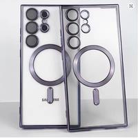 Étui de charge sans fil plaqué luxe pour Samsung Galaxy S25 S24 S23 S22 S21 FE Plus Note 10 20 Ultra