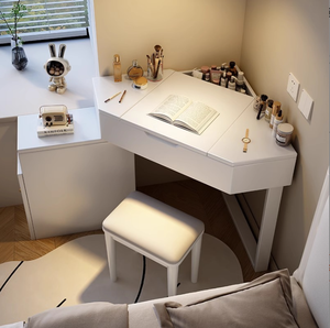 New Modern Solid Birch Wood Triangular Dressing Table with Integrated Drawers Panel Design for <strong>Bedroom</strong> Hotel <strong>Vanity</strong> Storage <strong>Unit</strong> - Product Image 2