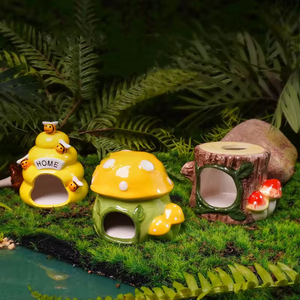 <span class=keywords><strong>Nido</strong></span> in Ceramica per Criceti, Rinfrescante per l'Estate, Design Creativo a Tronco d'Albero/Fungo/Ape, Cuccia in Ceramica per Piccoli Animali - Product Image 2