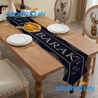Nappe en lin Eid Mubarak étoile lune 30*183cm décor islamique pour lampe de mosquée Ramadan chemin de Table fête salle à manger décor fournisseur