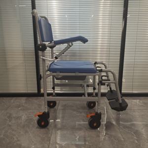 كرسي مرحاض متعدد الوظائف 4 في 1، يتحمل وزن 350 رطل، كرسي متحرك للاستحمام، مرحاض للمسنين وذوي الاحتياجات الخاصة باللون الأزرق - Product Image 2