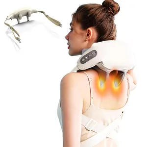 Pemijat leher & bahu Mini cerdas, Pulse Shiatsu portabel, pemijat leher & bahu elektrik dengan fitur panas & punggung kontrol serviks