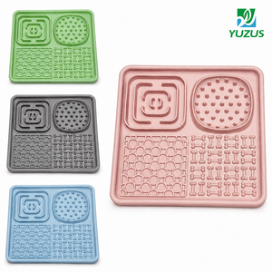 Custom Logo FDA REACH Tested Four Zone Grid Bone Texture Silicone Dog Cat Slow Feeder Enrichment Lick Mat