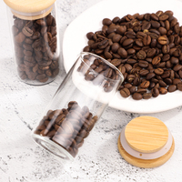 100ml 120ml Stoples Kaca Transparan Ramah Lingkungan dengan Tutup Bambu untuk Biji Kopi, Daun Teh, Biji-bijian