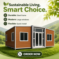 Maison conteneur extensible à double aile de 20 pieds et 40 pieds, 2 chambres, villa mobile préfabriquée étanche avec salle de bain et cuisine
