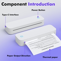 Impresora de Documentos 304DPI, Impresora Térmica Inalámbrica Bluetooth A4 para IOS, Android, MAC, Windows, Impresora de Transferencia Térmica para Contratos