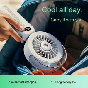 Ventilateur portable rechargeable pliable USB avec affichage numérique, haute vitesse, brumisateur, pour usage domestique et automobile, sur batterie - Product Image 5