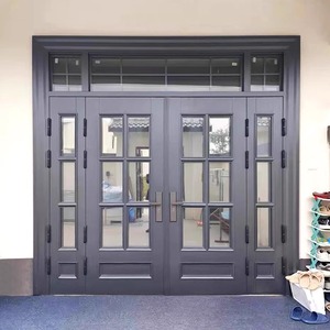 Porte d'entrée moderne à <span class=keywords><strong>double</strong></span> battant en alliage de zinc et verre pour maison individuelle - Product Image 2