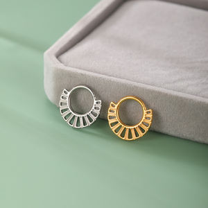 Anillos de nariz con bisagras de segmento de joyería Lingchee, anillo de aro de segmento de titanio ASTM F136 forrado con pendiente de corte hueco Baguette - Product Image 2