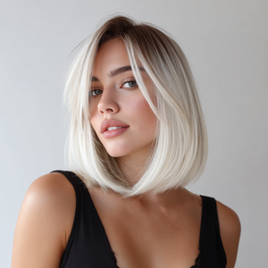 Модные парики в Европе и Америке градиент белого золота прямые волосы парик высокая температура шелк BOBO парик SM396 - Product Image 2