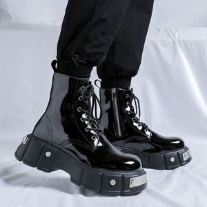 Bottes à lacets pour hommes de haute qualité, design durable et tendance, esthétique mécanique élégante, plates pour l'hiver et l'automne - Product Image 4