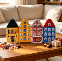 Boîte en métal personnalisée en forme de maison pour le thé, boîte de Noël pour bonbons, chocolats, snacks, thé, biscuits, conteneur alimentaire – Vente en gros