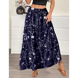 FOXA Womens Floral Printed Maxi <b>Skirt</b> High Waist A-Line <b>Long</b> Flowy <b>Skirt</b> With Pockets Boho Style <b>Summer</b> <b>Skirt</b> - Product Image 4