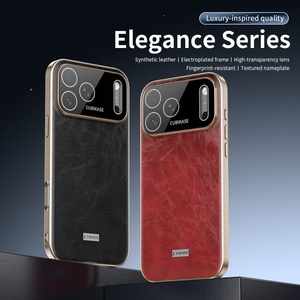 Business Electroplating PU Leather Mobile Phone Cases for iPhone 17 13 14 15 16 Pro Max With HD Lens <b>Film</b> Protective Cover - Product Image 2