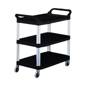 Carrello multiuso nero a 3 ripiani in alluminio con ruote per stoccaggio e trasporto - Product Image 2