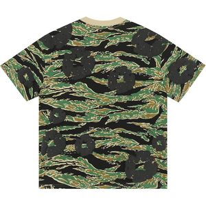 T-shirt camouflage noir pour homme avec motif en relief en caoutchouc gris, vêtement décontracté unisexe pour adulte, style hip-hop, haut à manches courtes - Product Image 4