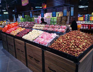 Giá để hàng siêu thị bằng kim loại và gỗ, để trưng bày hoa quả và rau củ - Product Image 3