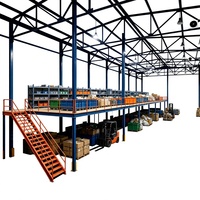 HONGXIN Étagère de mezzanine robuste personnalisable à 2-3 niveaux, sans boulons, à rivets, avec caractéristiques réglables, en acier laminé à froid et thermolaqué