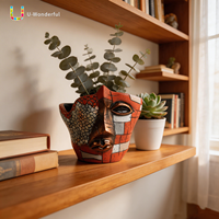 Vas Mosaik Wajah Manusia dari Resin, Pot Bunga Artistik, Hiasan Meja, Ornamen Ruang Tamu, Kerajinan Resin, Miniatur Kecil