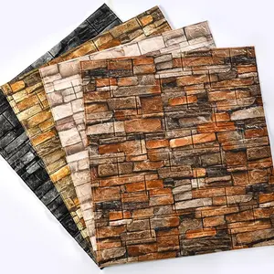 Retro Self-Adhesive 3D Brick Wall Pasted Waterproof Stickers Antique Restaurant Background Wall Paper