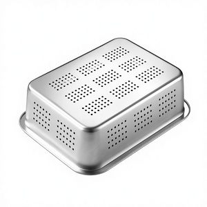 Colador Rectangular Grande de Acero Inoxidable 201 de 40*30cm, Colador para Fregadero de Cocina, Cesta de Drenaje Metálica, Tazón Colador. - Product Image 2