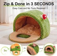 Lit pour chat d'intérieur, adorable lit-caverne pour chat, maisonnette pour chat, tente pour chatons avec coussin amovible et lavable et base antidérapante