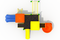 Structure de jeu commerciale combinée avec toboggan, barrière de sécurité et plateforme – Grands toboggans extérieurs pour parcs, maternelles et communautés