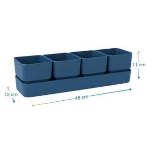 Jardinera Rectangular 48x12x11 Cm Con 4 Macetas Y Plato Amarillo Para Uso Interior Y Exterior - Product Image 6