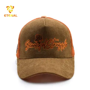 Bán Buôn Ánh Sáng Màu Nâu Vải To Sợi Trucker Hat Tập Thể Dục Cổ Điển Dành Cho Người Lớn Lưới Trở Lại Biểu Tượng Tùy Chỉnh Hip Hop Hiệu Suất Thời Trang Jersey Vải - Product Image 6