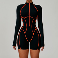 Combinaison de sport respirante pour femme grande taille en Spandex/Nylon, dos nu, taille en V, triple effet push-up, élastique, pour le yoga